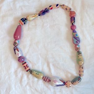 Wooden bead necklace hand painted animals